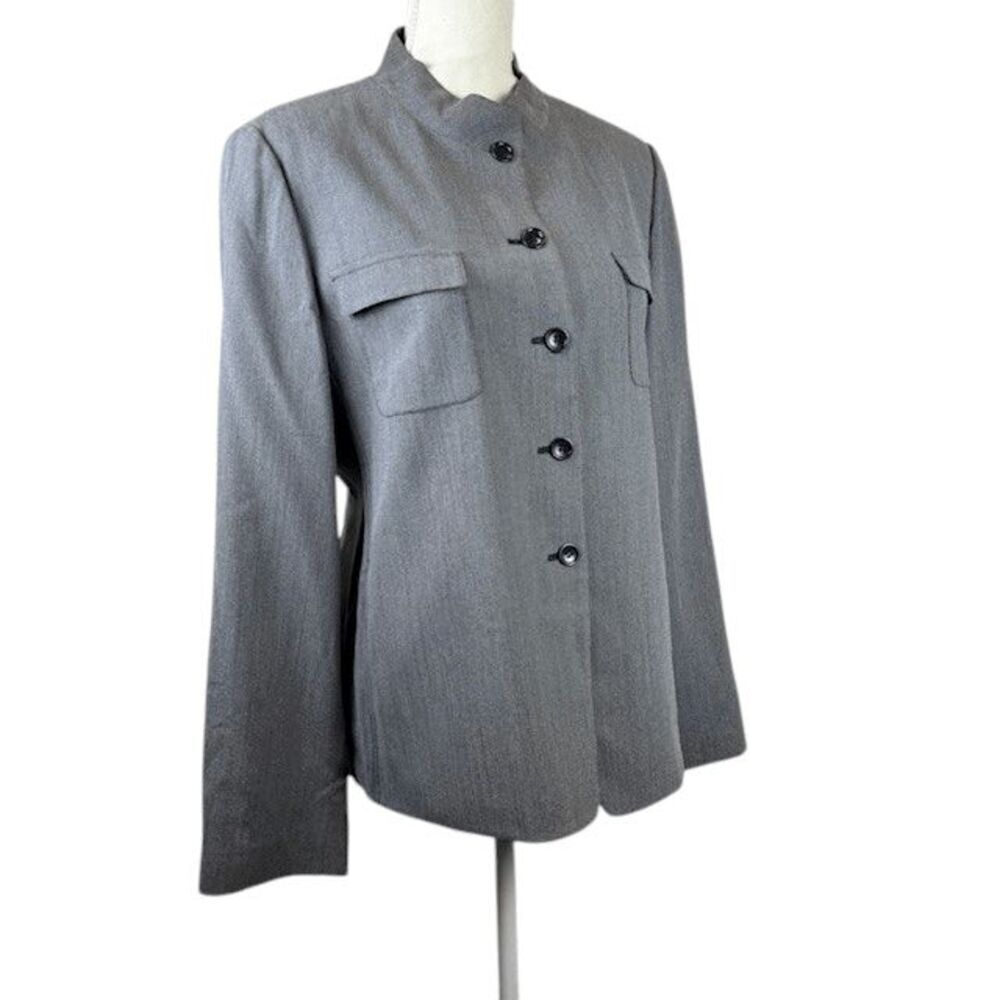 Armani Collezioni Antinea SRL Jacket‎ Virgin Wool Blend Mandarin Collar Size 12